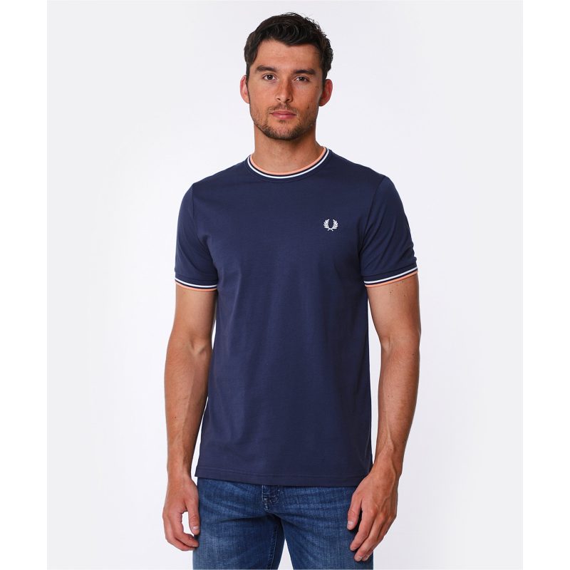 Fred Perry Ανδρική Μπλούζα Τ-Shirt Twin Tipped M1588 -738 Dark Airforce
