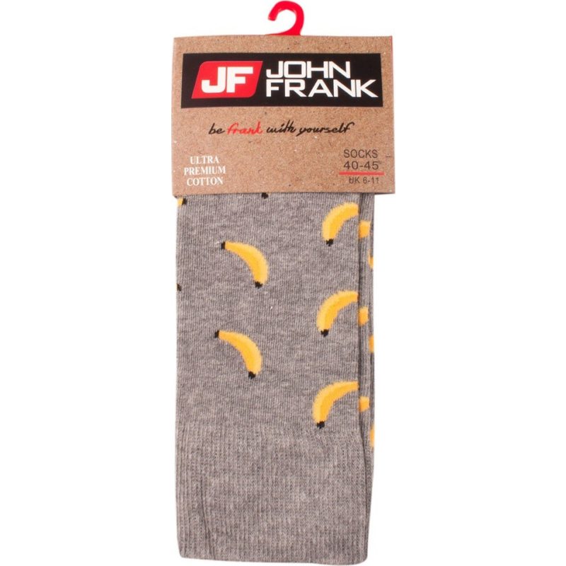John Frank Ανδρικές Κάλτσες Banana JFLSFUN65 Multi ONE SIZE 40-45 Grey