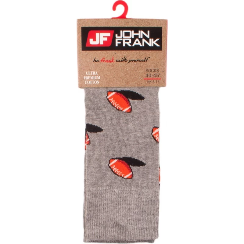 John Frank Ανδρικές Κάλτσες American Football JFLSFUN74 ONE SIZE 40-45 Γκρι