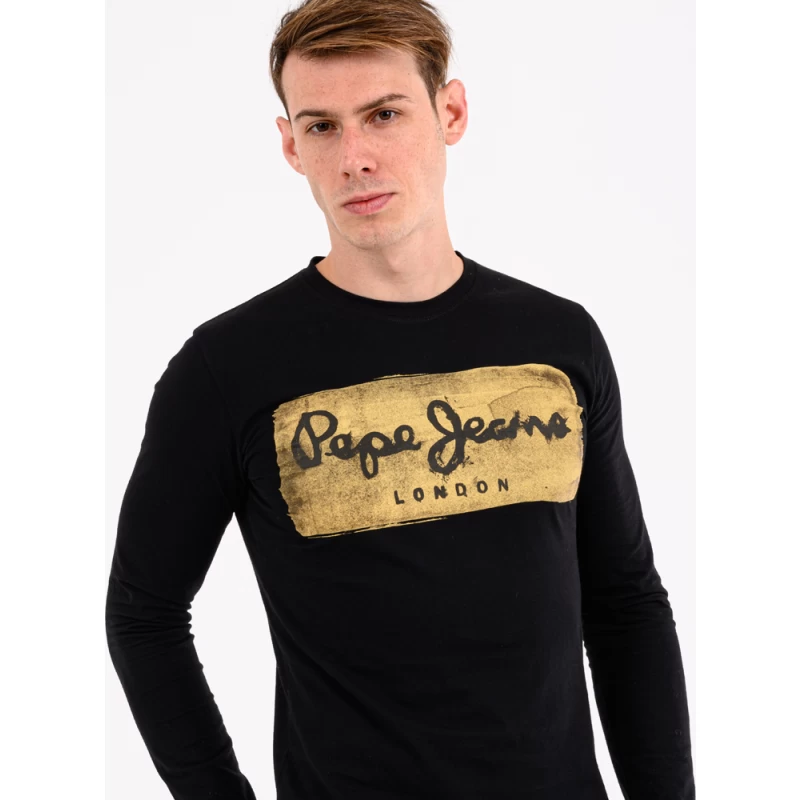 Pepe Jeans Ανδρική Μπλούζα T-Shirt Charling Μακρυμάνικο PM503484-999 Black