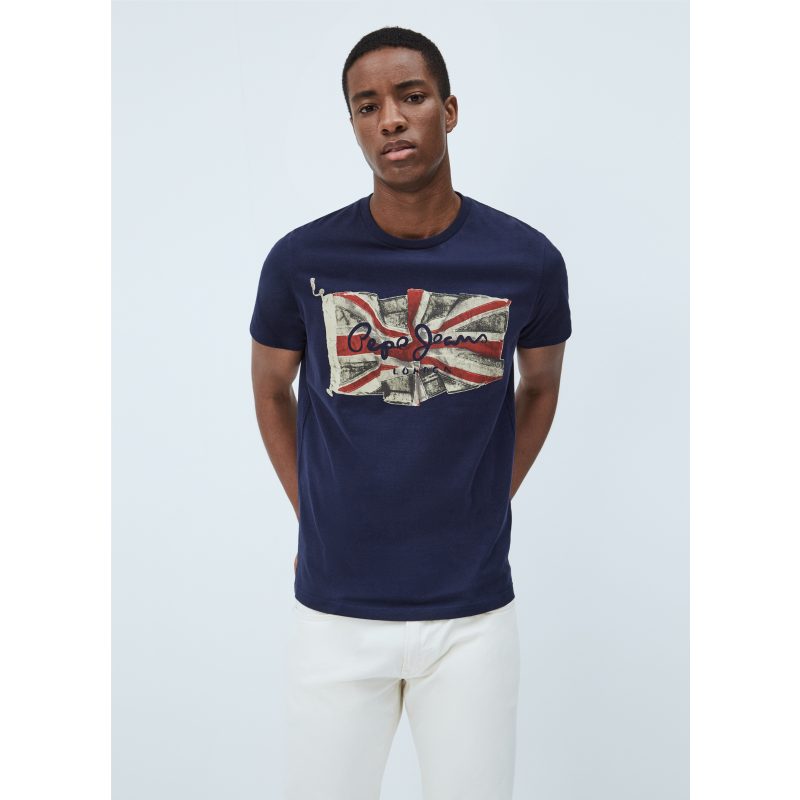 Pepe Jeans Ανδρική Μπλούζα Flag Logo T-Shirt PM505671-583 Thames