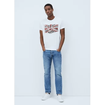 Pepe Jeans Ανδρική Μπλούζα Flag Logo T-Shirt PM505671-802 Optic White