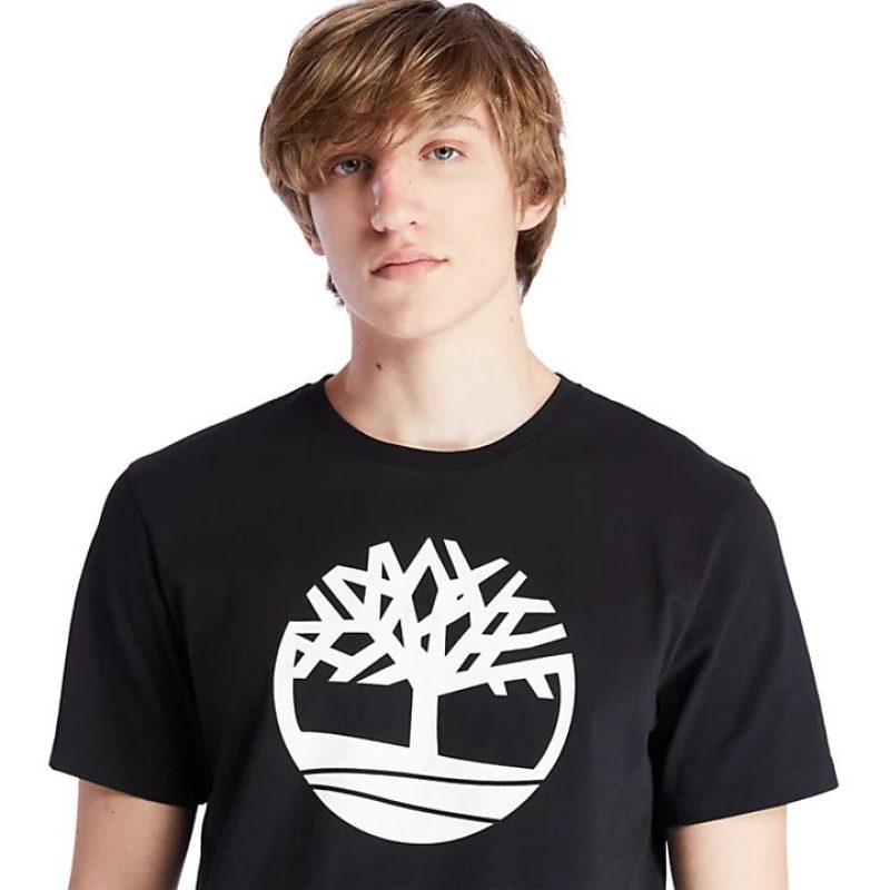 Timberland Ανδρική Μπλούζα T-Shirt River Tree Logo Organic Cotton A2C2R-001 Black
