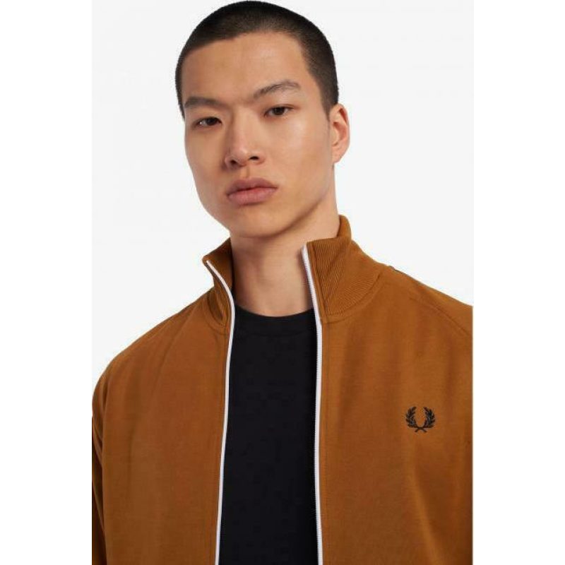Fred Perry Ανδρική Ζακέτα Taped Track Jacket J6231-D56 Dark Caramel