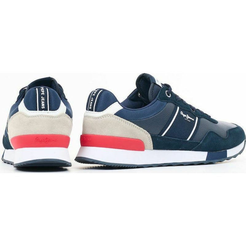 Pepe Jeans Ανδρικά Δερμάτινα Sneakers Cross Court PMS30757-595 Navy