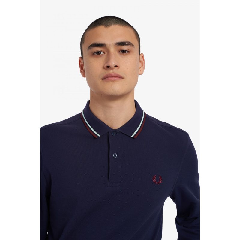 Fred Perry Ανδρική Μπλούζα Twin Tipped Shirt M3636-N50 Μπλε