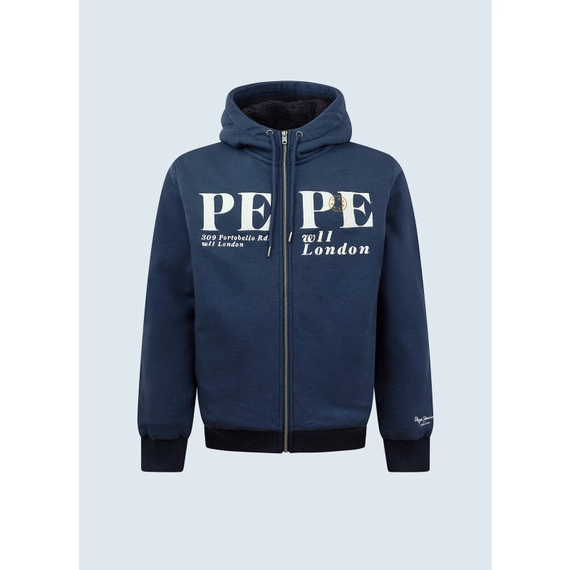 Pepe Jeans Ανδρική Ζακέτα Φούτερ Με Κουκούλα Ludwing PM582055-594 Μπλε