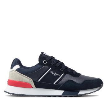 Pepe Jeans Ανδρικά Δερμάτινα Sneakers Cross Court PMS30757-595 Navy