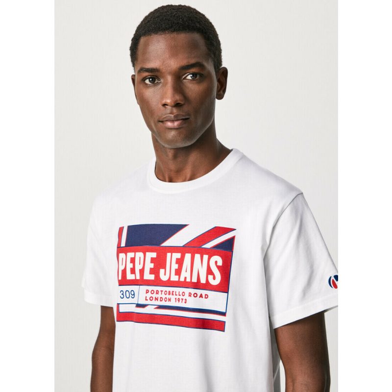 Pepe Jeans Ανδρικό T-shirt Mε Στάμπα PM508223-800 Λευκό