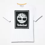 Timberland Ανδρική Μπλούζα T-Shirt SS Stack L Tee Reg TB0A2AJ1P54 Λευκό