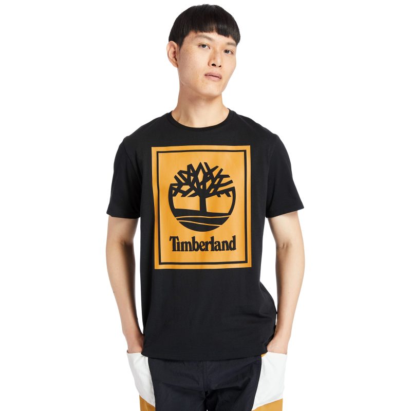 Timberland Ανδρική Μπλούζα T-Shirt SS Stack L Tee Reg TB0A2AJ1P56 Μαύρο
