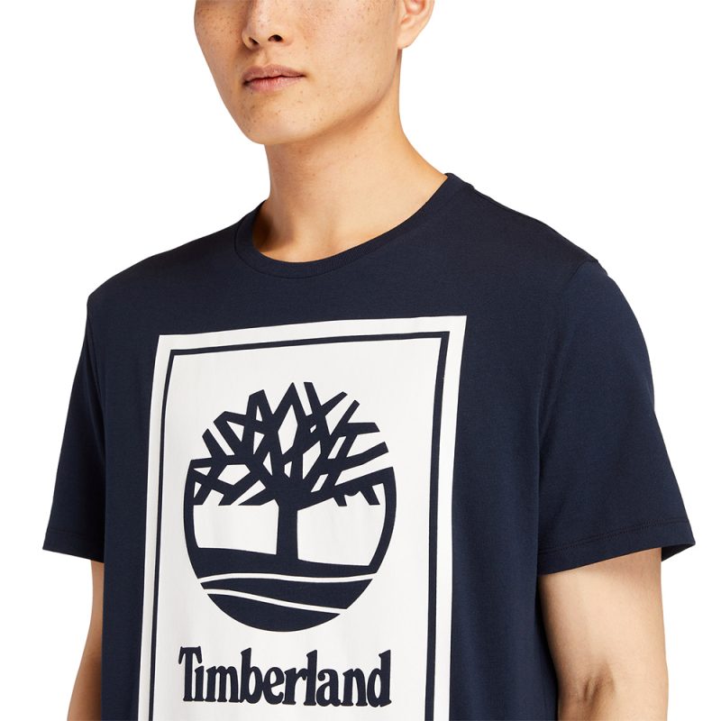 Timberland Ανδρική Μπλούζα T-Shirt SS Stack L Tee Reg TB0A2AJ1U10 Μπλε