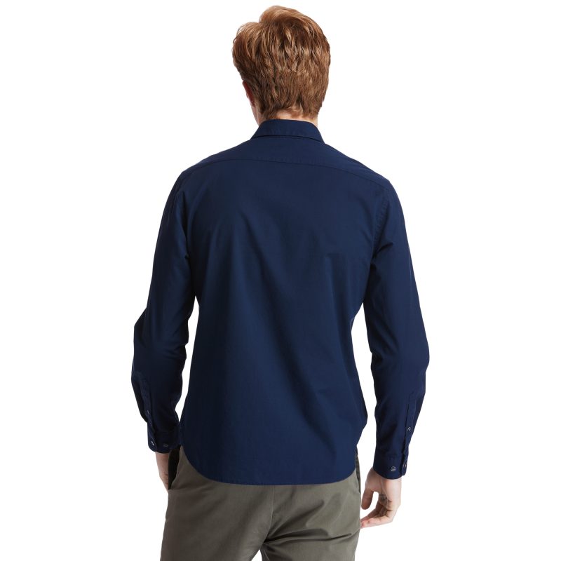 Ανδρικό Πουκάμισο Μακρυμάνικo Pop Solid Shirt - Timberland TB0A2BQE-433 Μπλε