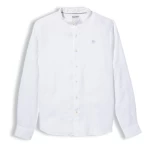 Ανδρικό Πουκάμισο Λινό Mao Timberland Linen Korean Collar Shirt Slim TB0A2DC1100 Λευκό