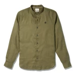 Ανδρικό Πουκάμισο Λινό Mao Timberland Linen Korean Collar Shirt Slim TB0A2DCA58 Χακί