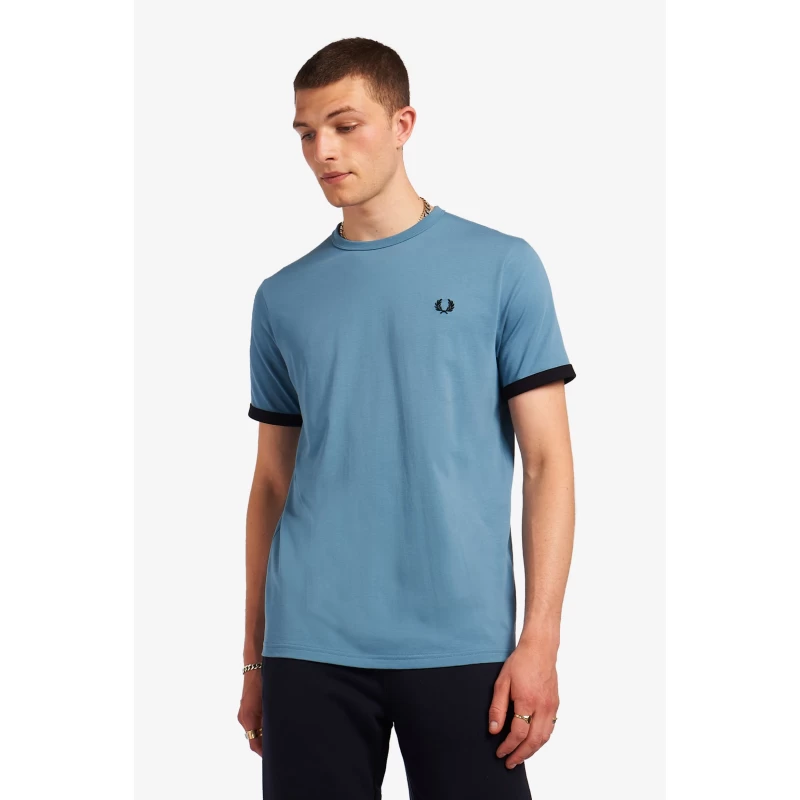 Fred Perry Ανδρική Μπλούζα Ringer T-Shirt M3519-P13 Μπλε