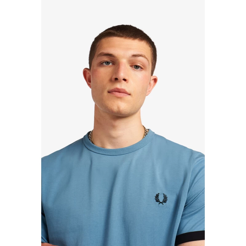 Fred Perry Ανδρική Μπλούζα Ringer T-Shirt M3519-P13 Μπλε