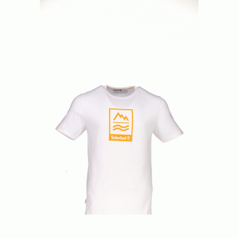 Timberland Ανδρική Μπλούζα MOUNTAINS-TO-RIVERS T-SHIRT TB0A2ND1100 Λευκό