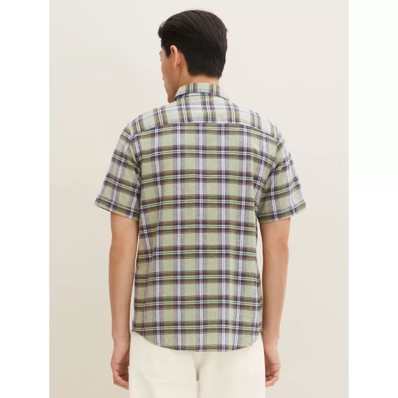 Ανδρικό Κοντομάνικο Καρό Πουκάμισο Tom Tailor Checked shirt 1029818-29065 Πράσινο
