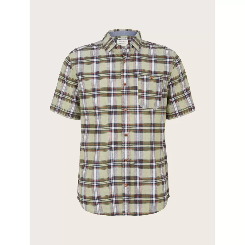 Ανδρικό Κοντομάνικο Καρό Πουκάμισο Tom Tailor Checked shirt 1029818-29065 Πράσινο