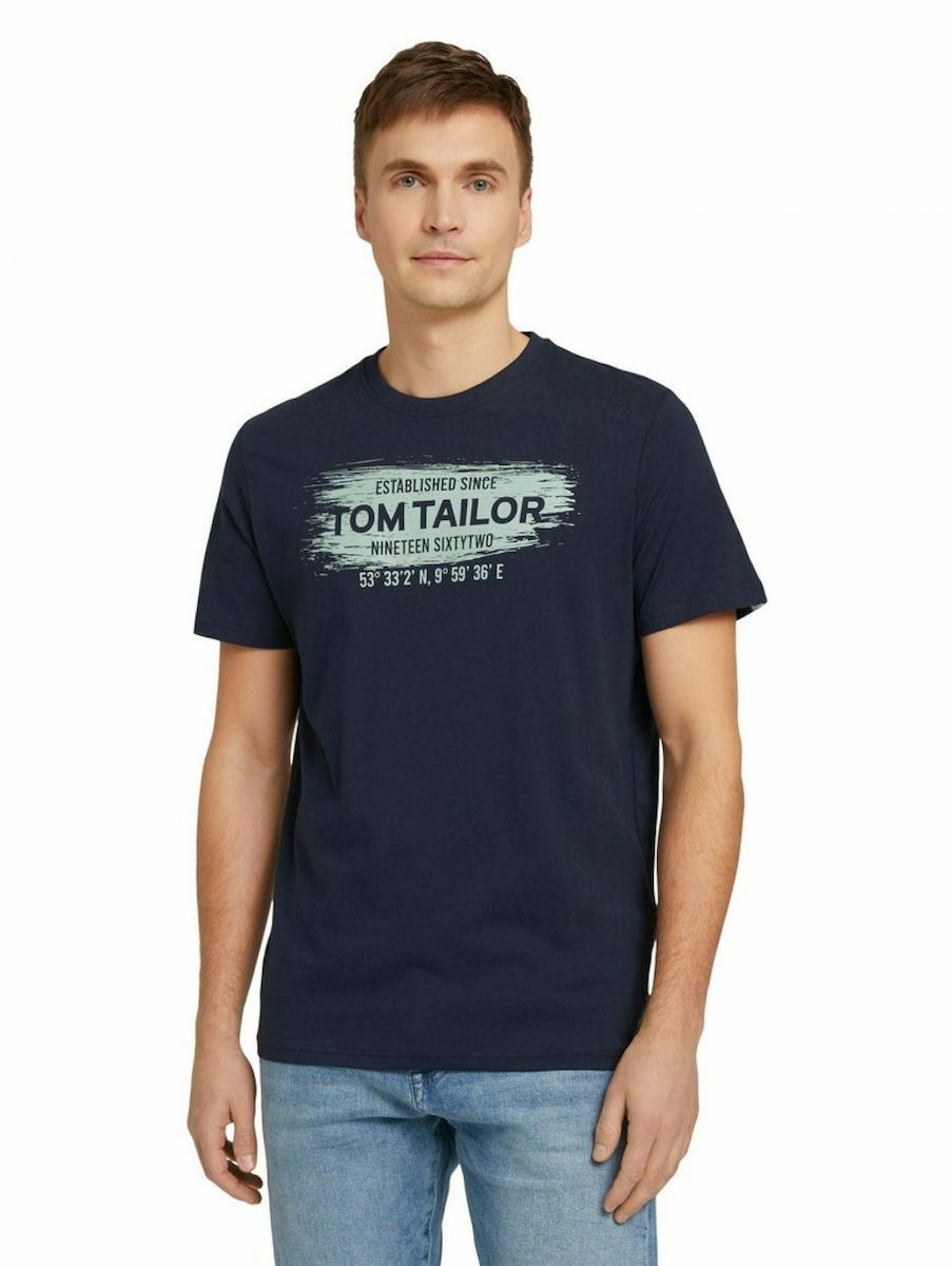 Ανδρική Μπλούζα Tom Tailor Printed Logo TShirt 103003410668 Μπλε