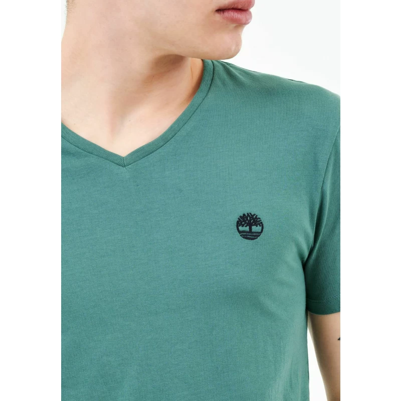 Timberland Ανδρική Μπλούζα Dunstan River V-Neck T-Shirt TB0A2BPT-CL6 Πράσινο