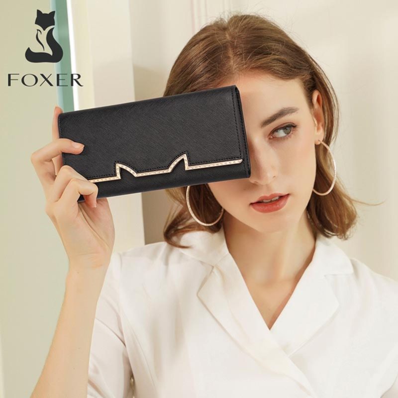 Γυναικείο δερμάτινο πορτοφόλι Foxer 205010F μαύρο
