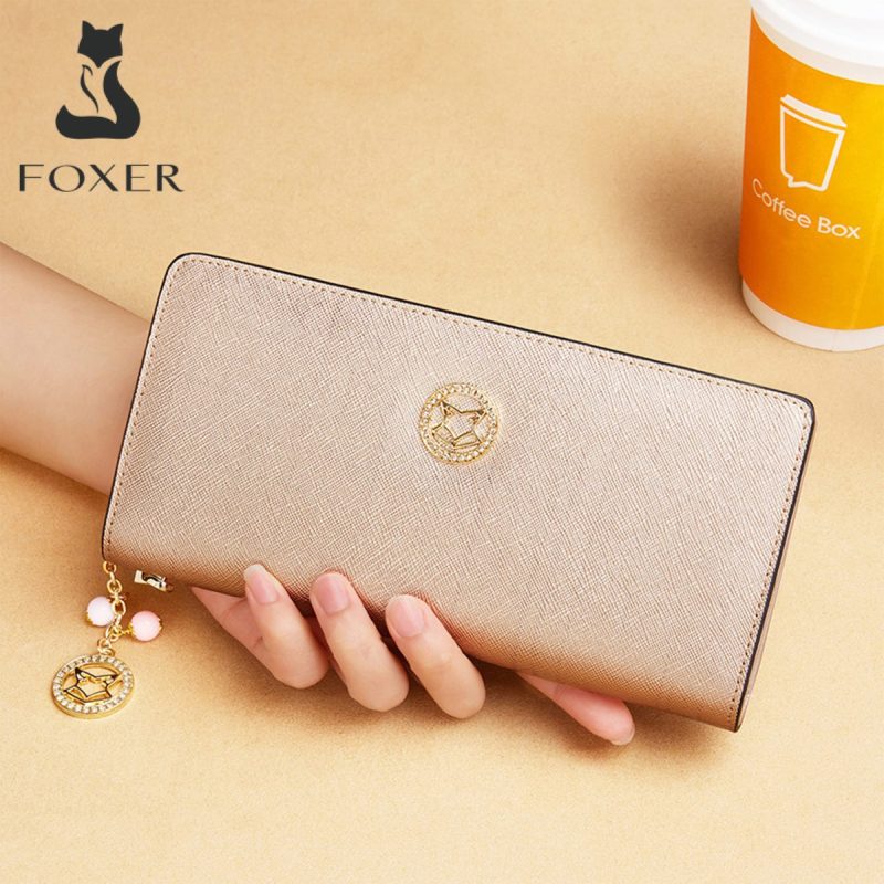 Γυναικείο δερμάτινο πορτοφόλι Foxer 218014F χρυσό