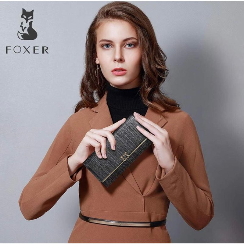 Γυναικείο δερμάτινο πορτοφόλι Foxer 218018F μαύρο