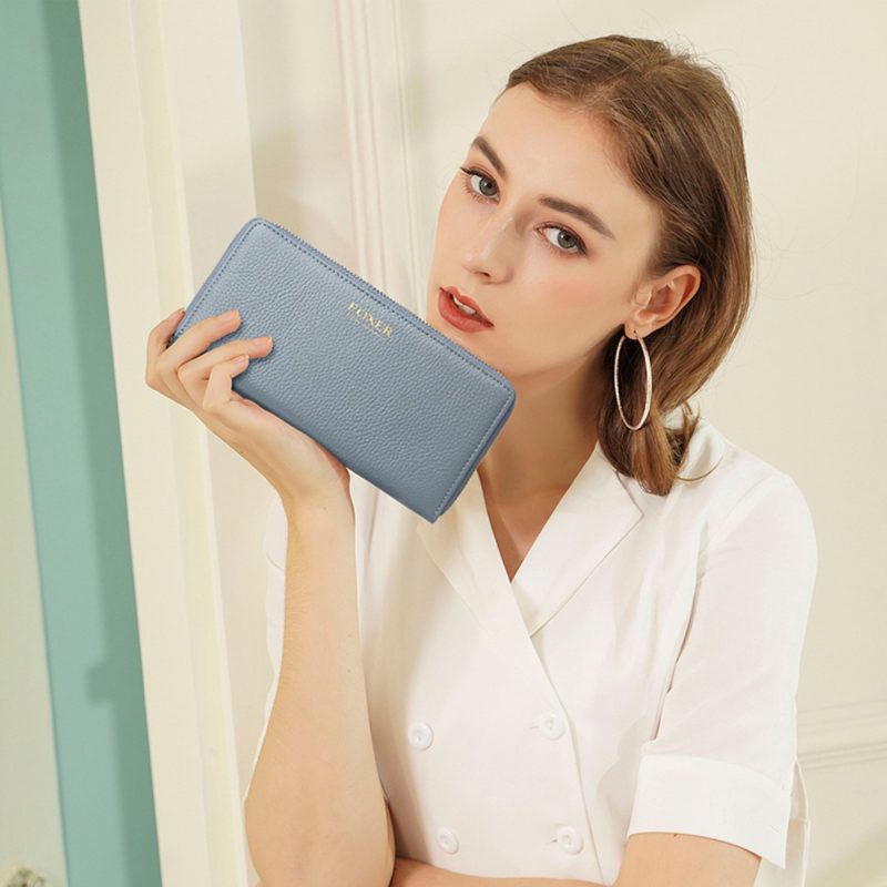 Γυναικείο δερμάτινο πορτοφόλι Foxer 256001F γαλάζιο