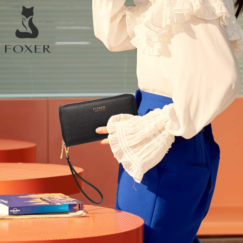 Γυναικείο δερμάτινο πορτοφόλι Foxer 256006F μαύρο