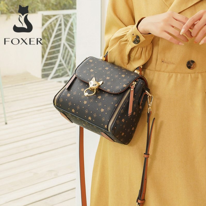 Δερμάτινη Γυναικεία Τσάντα PVC Χειρός/Ώμου Foxer 900V212F καφέ
