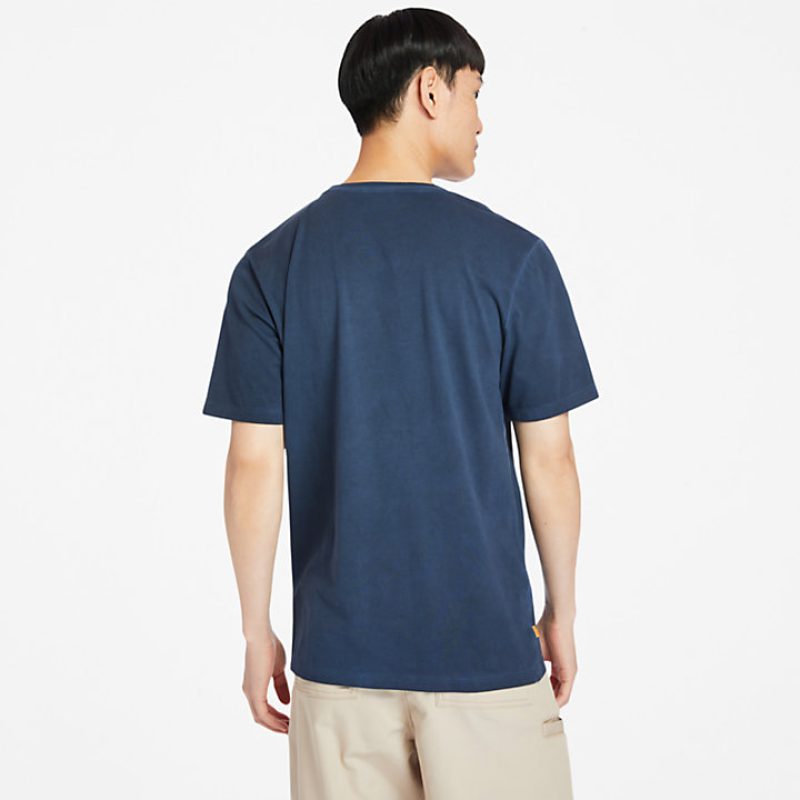 Timberland Ανδρική Μπλούζα T-Shirt SS Lamprey River Garment DYE Tee TB0A2CKPA58288 Μπλε