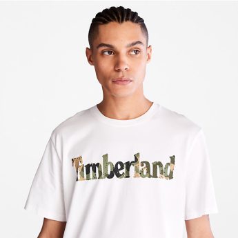 Timberland Ανδρική Μπλούζα T-Shirt SS LIN LOGO CAMO TB0A41KC-100 Λευκό