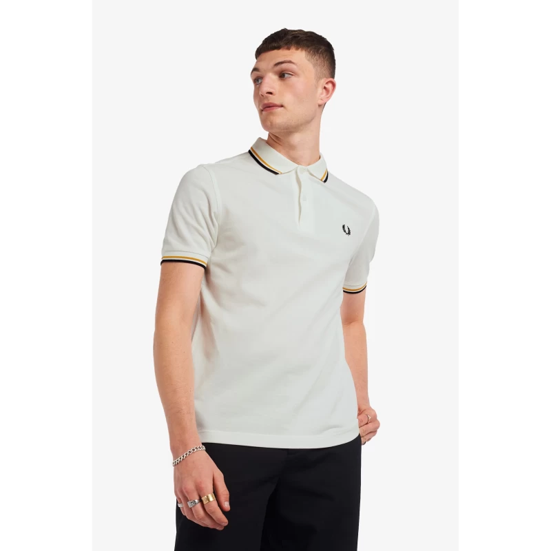 Fred Perry Ανδρική Μπλούζα Twin Tipped Polo M3600-P62 Λευκό