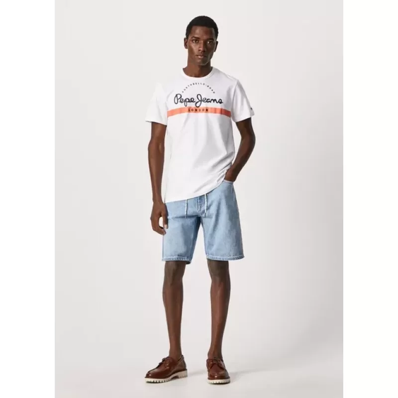 Pepe Jeans Ανδρική Μπλούζα T-Shirt Abrel PM508216-800 Λευκό