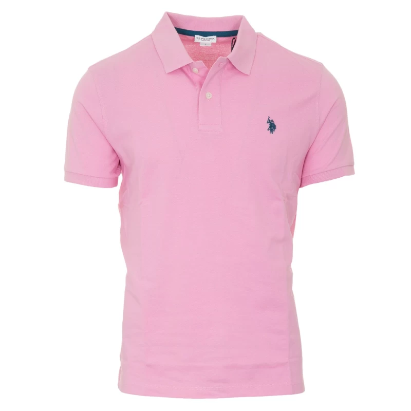 U.S. Polo Assn. Ανδρική Μπλούζα Polo Κοντομάνικη 6142341029-205 Ροζ