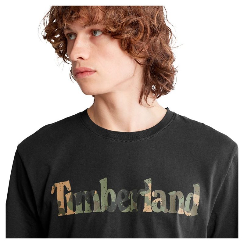 Timberland Ανδρική Μπλούζα T-Shirt SS LIN LOGO CAMO TB0A41KC-001 Μαύρο