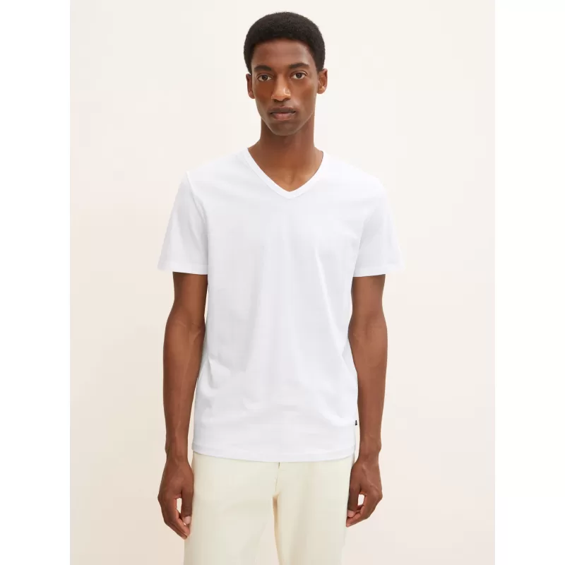 Tom Tailor Ανδρικό T-Shirt V-Neck 1030040-20000 Λευκό