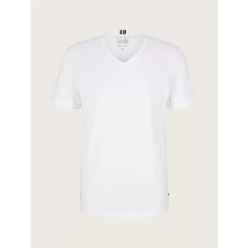 Tom Tailor Ανδρικό T-Shirt V-Neck 1030040-20000 Λευκό