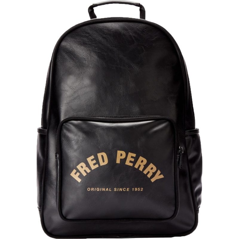 Fred Perry Ανδρικό Δερμάτινο Σακίδιο Πλάτης Arch Branded Backpack L2266-102 Μαύρο