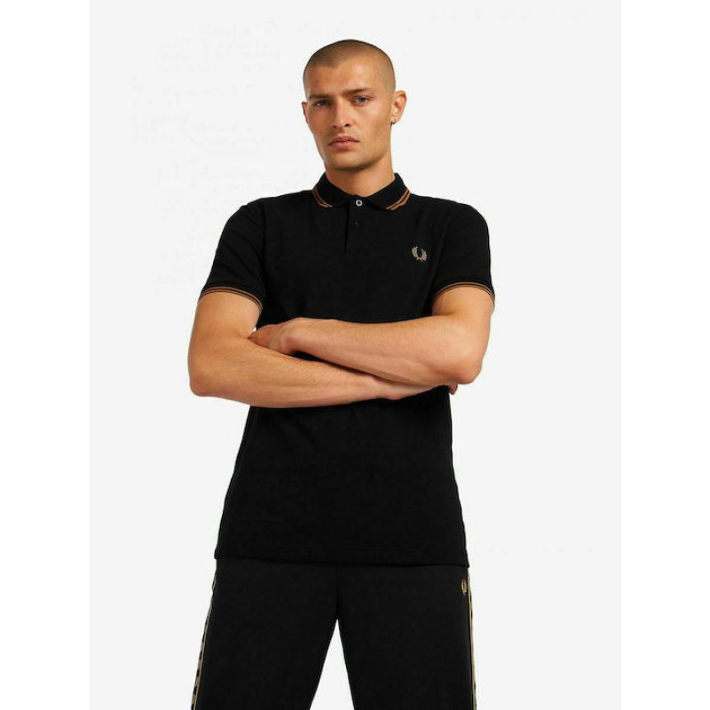 Fred Perry Ανδρική Μπλούζα Twin Tipped Polo M3600-N60 Μαύρο