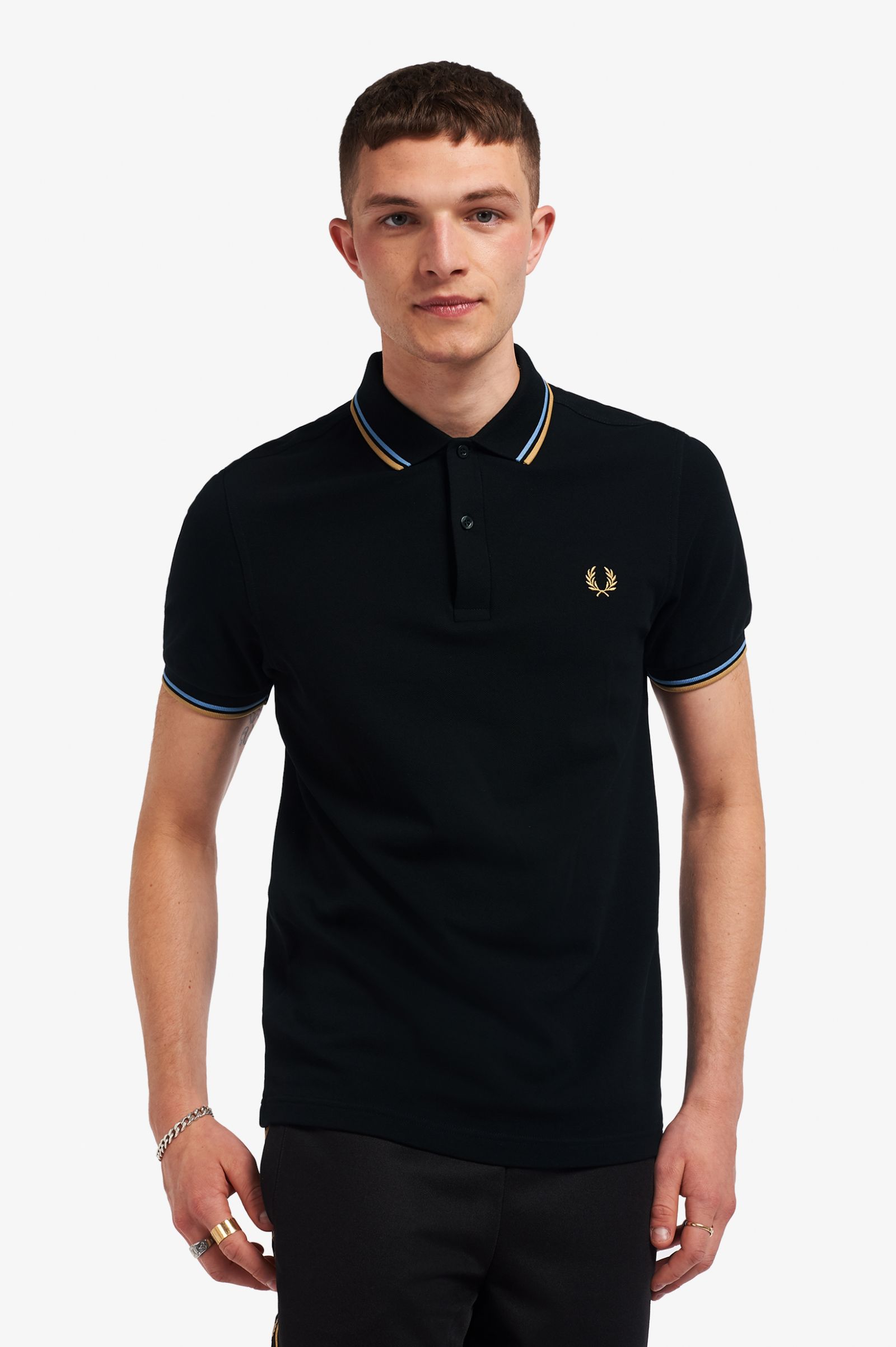 Fred Perry Ανδρική Μπλούζα Twin Tipped Polo M P Μαύρο Tobros