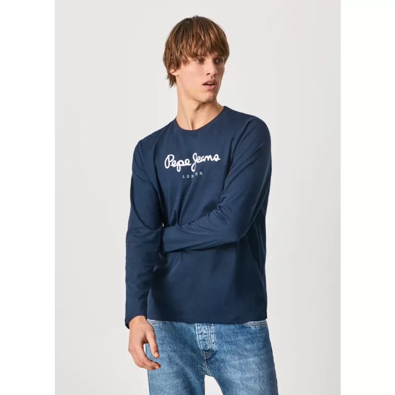 Pepe Jeans Ανδρικό Μακρυμάνικο T-Shirt Eggo Long PM508209-595 Μπλε