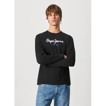Pepe Jeans Ανδρικό Μακρυμάνικο T-Shirt Eggo Long PM508290-999 Μαύρο