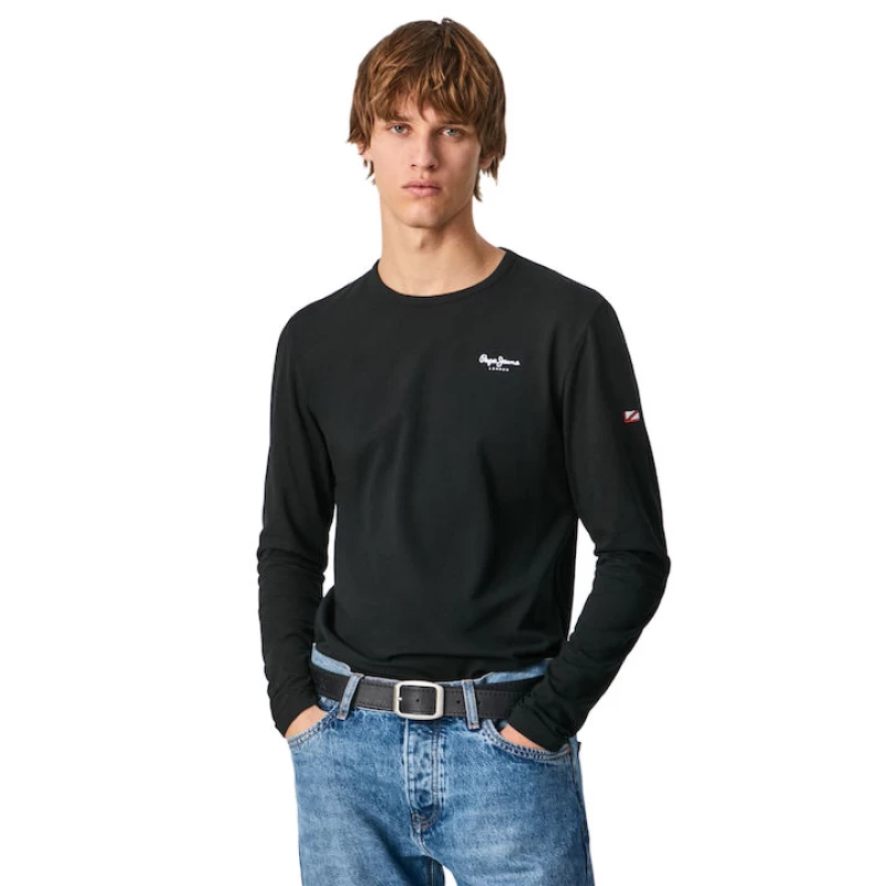 Pepe Jeans Original Ανδρική Μπλούζα Μακρυμάνικη Μαύρη PM508211-999