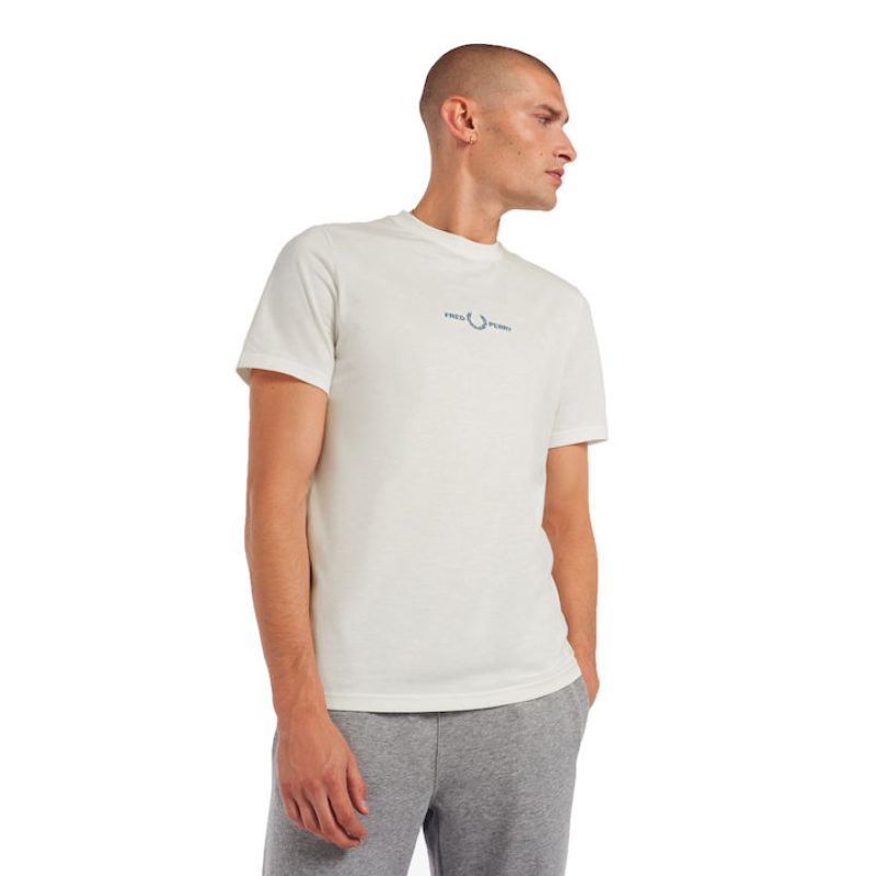 Fred Perry Ανδρική Μπλούζα Embroidered T-Shirt M2706-303 Λευκό