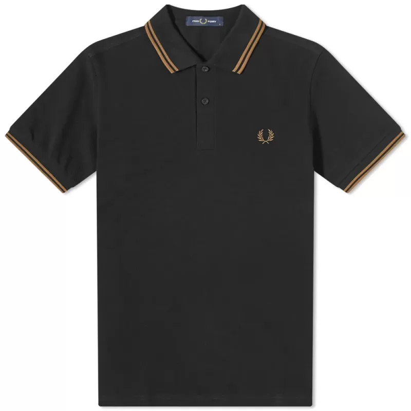 Fred Perry Ανδρική Μπλούζα Twin Tipped Polo M3600-Q27 Μαύρο