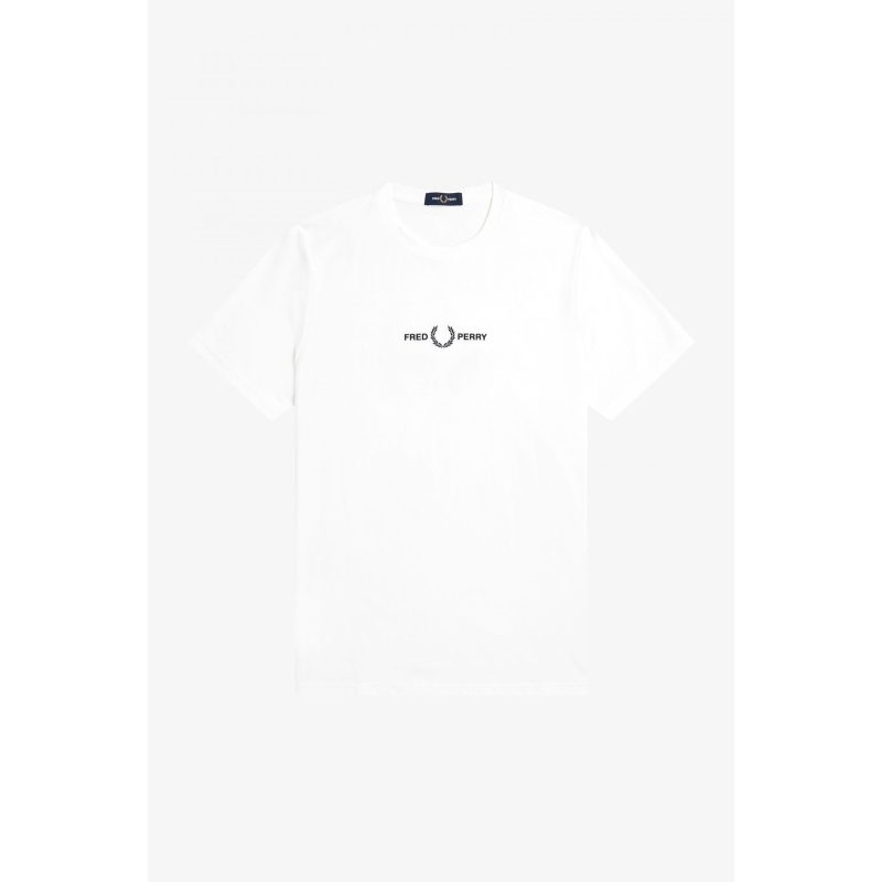Fred Perry Ανδρική Μπλούζα Embroidered T-Shirt M4580-100 Λευκό