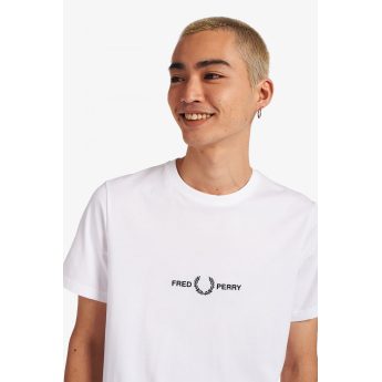 Fred Perry Ανδρική Μπλούζα Embroidered T-Shirt M4580-100 Λευκό